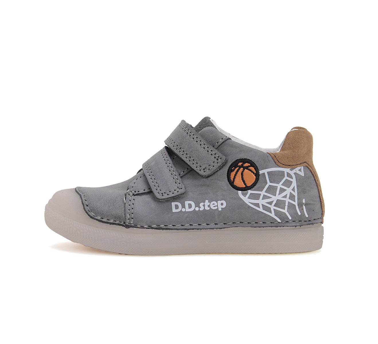 D.D.Step pantofi baieti cu scai 25-30 Dark grey cu minge baschet