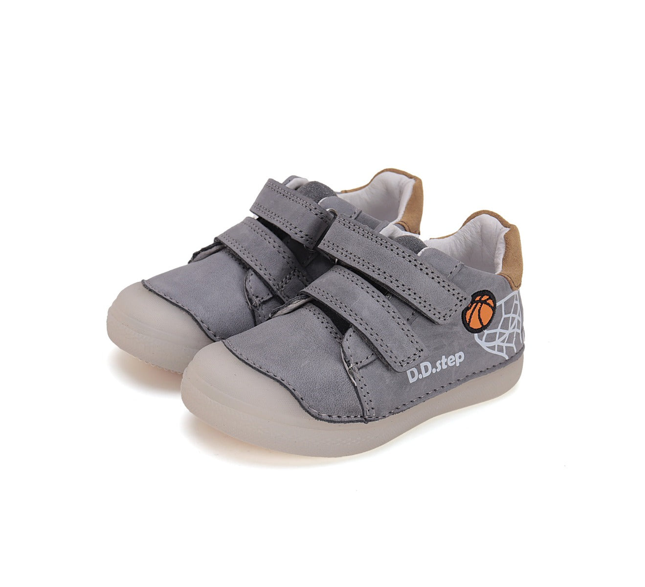 D.D.Step pantofi baieti cu scai 25-30 Dark grey cu minge baschet
