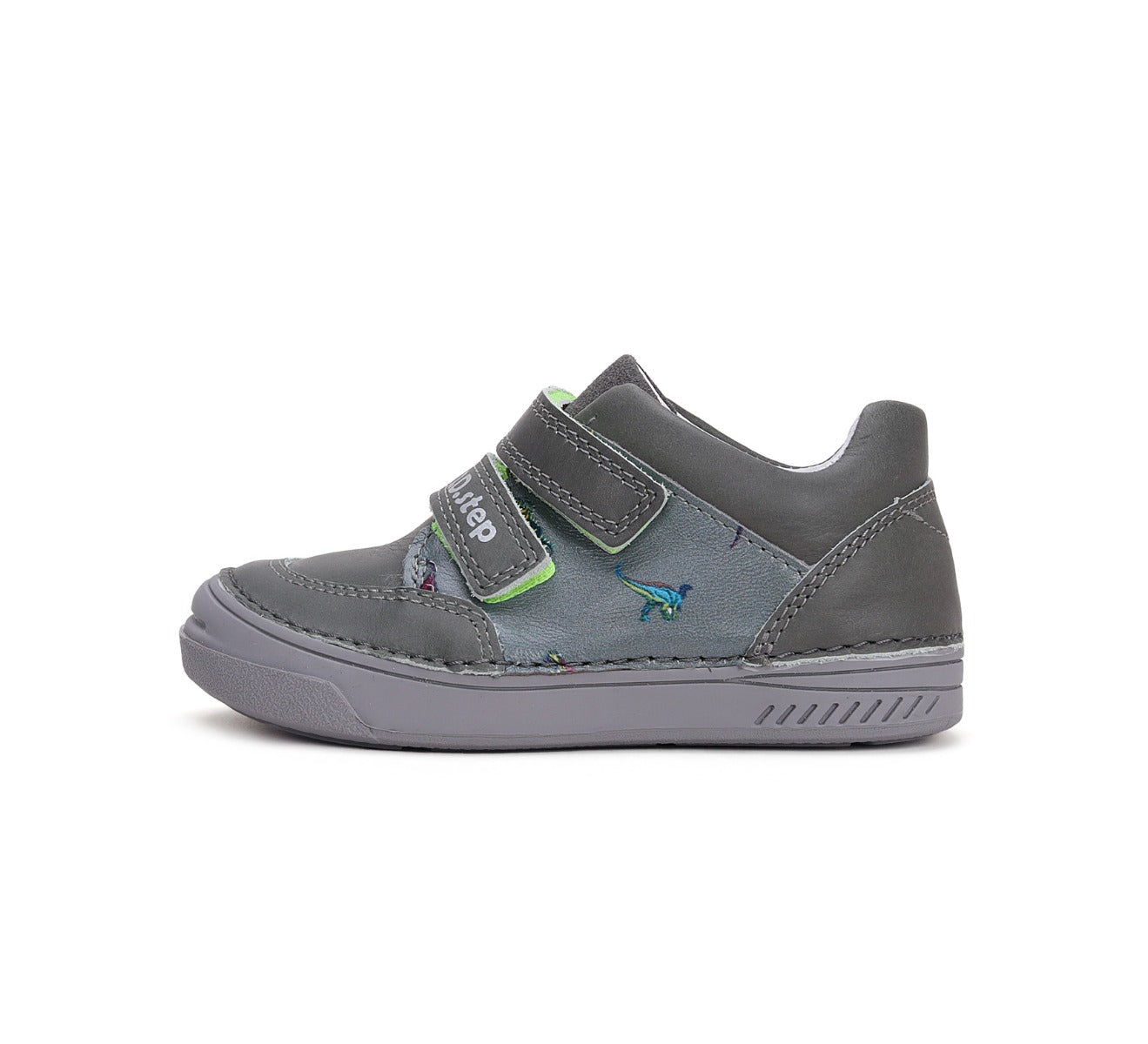D.D.Step pantofi baieti cu scai 25-30 Khaki cu dinozauri