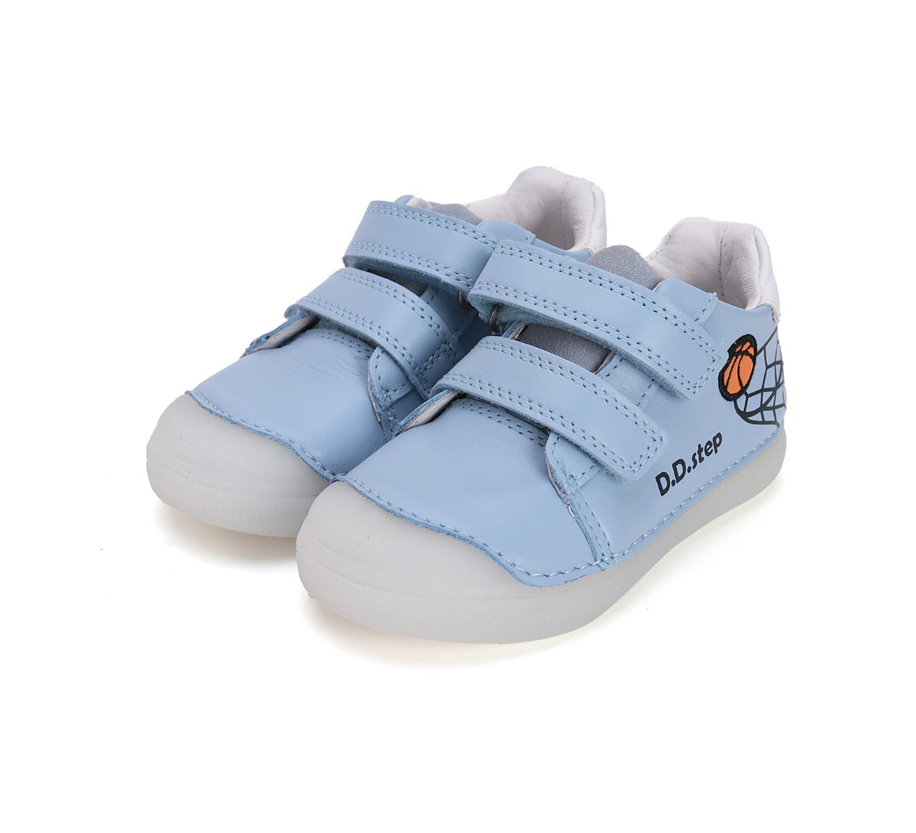 D.D.Step pantofi baieti cu scai 25-30 Sky Blue cu minge baschet