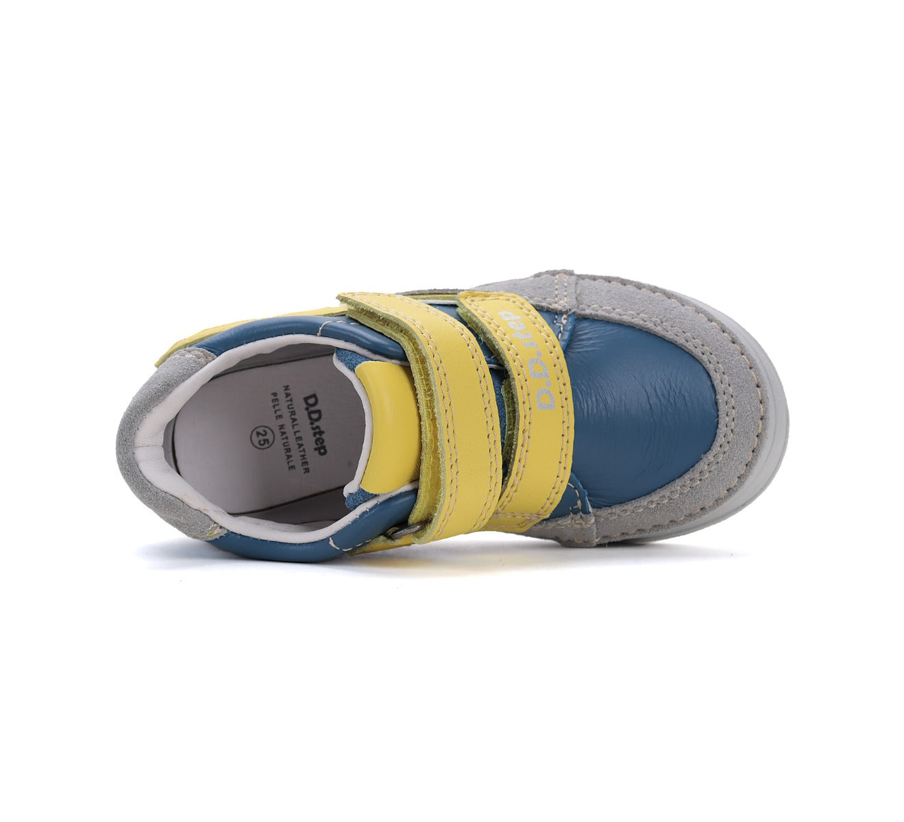 D.D.Step pantofi baieti cu scai 31-36 Bermuda Blue cu galben