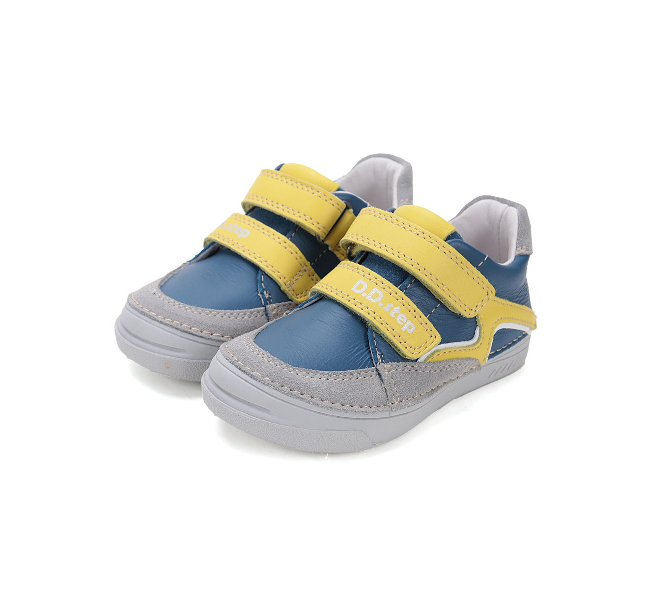 D.D.Step pantofi baieti cu scai 31-36 Bermuda Blue cu galben