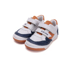 D.D.Step pantofi baieti cu scai 31-36 White cu maro si albastru