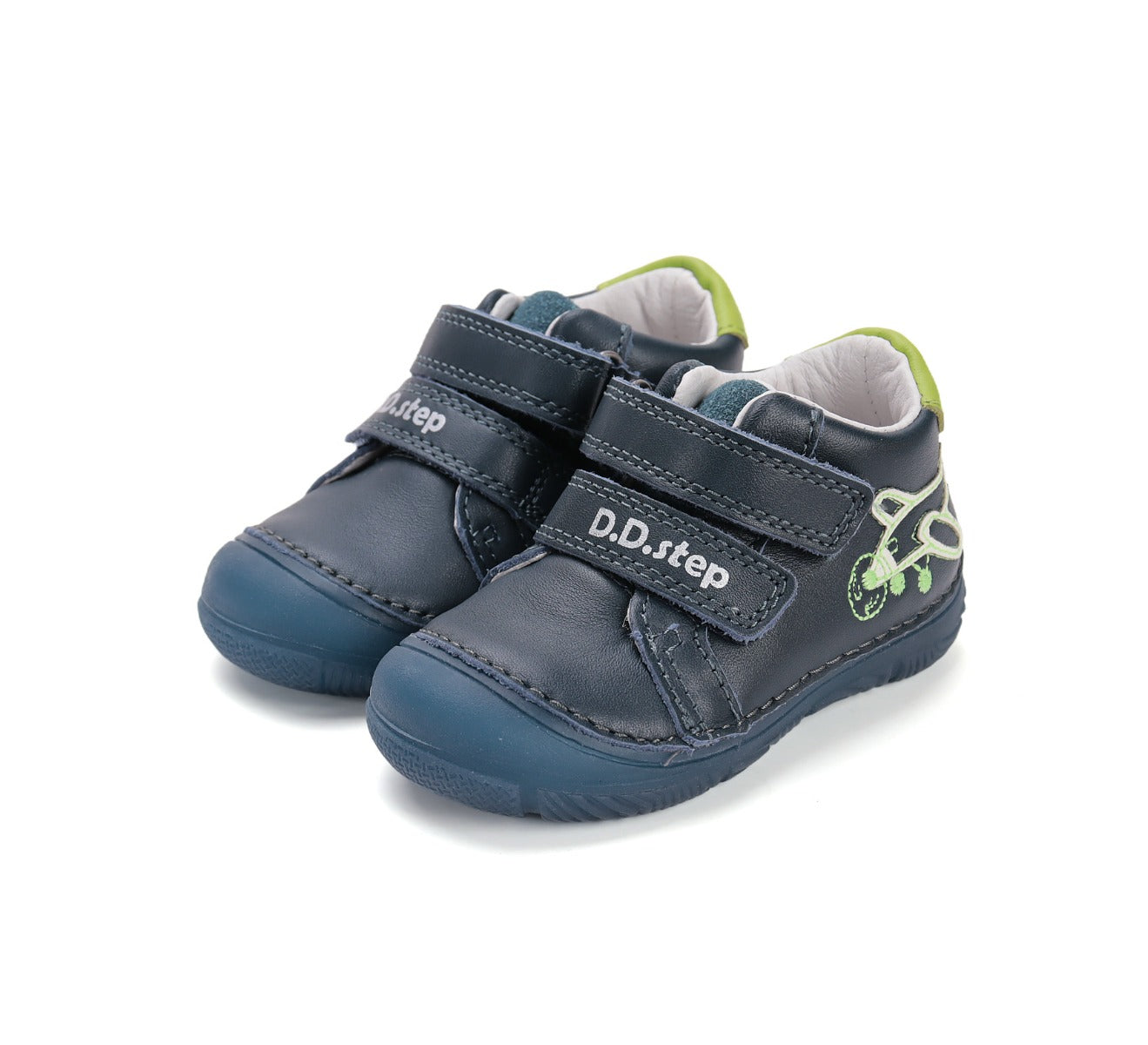 D.D.Step pantofi baieti cu talpa fluorescenta 20-25 Bemuda Blue cu avion Imagine principală a produsului