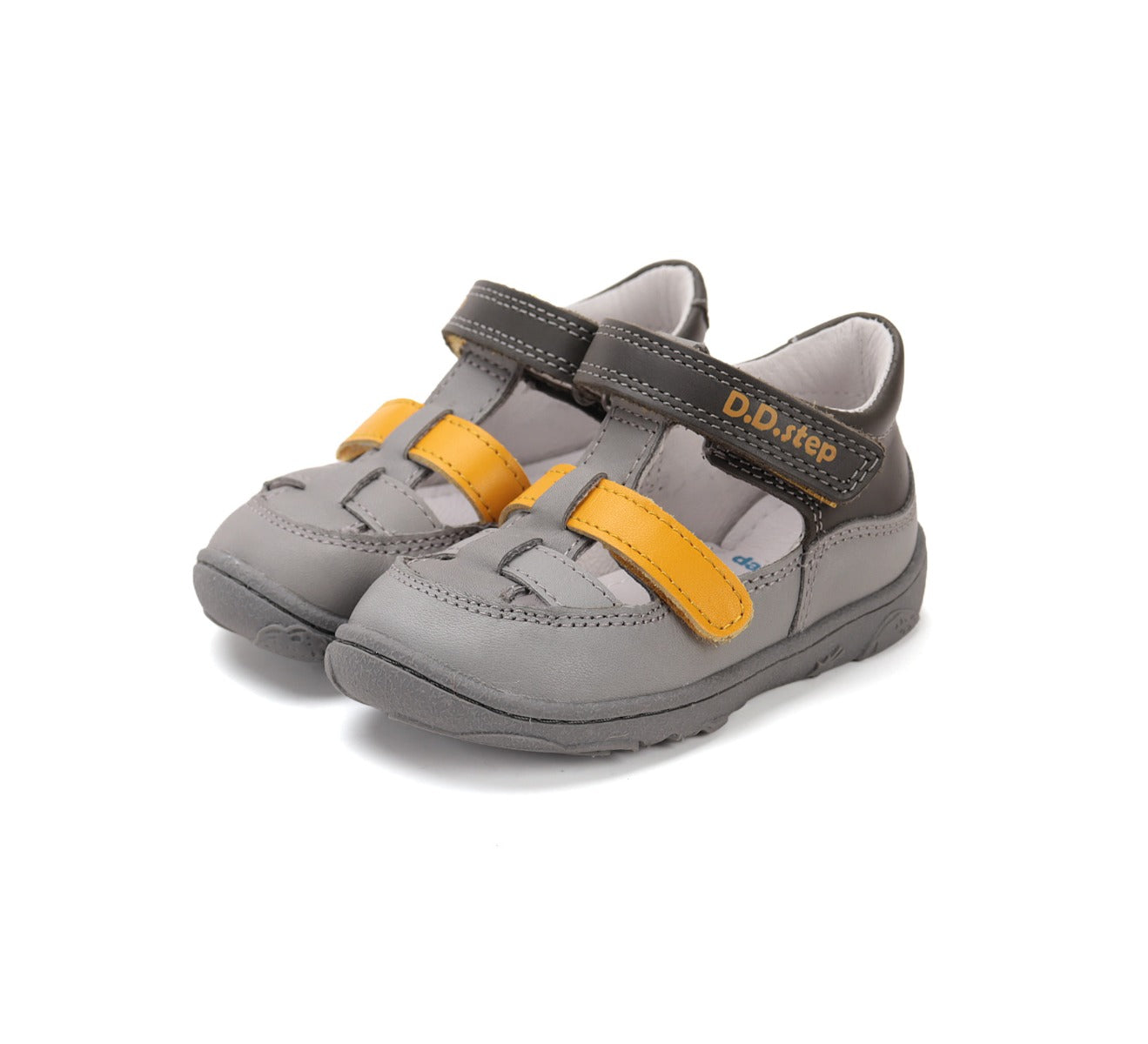 D.D.Step pantofi baieti decupati Barefoot 20-25 Grey cu portocaliu Imagine principală a produsului