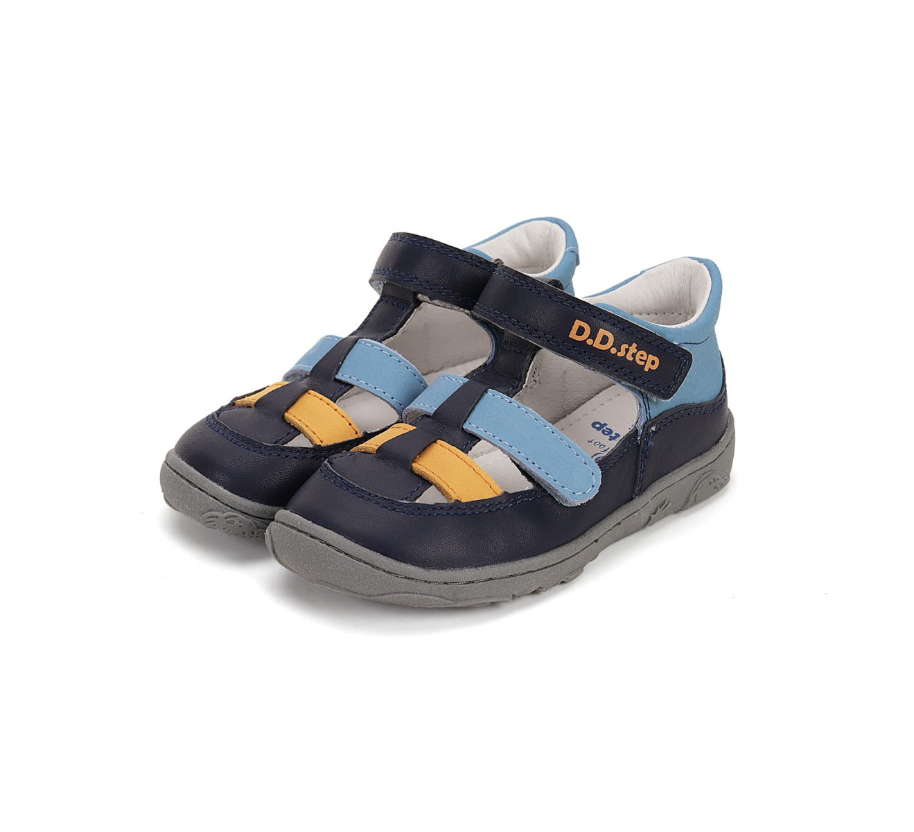 D.D.Step pantofi baieti decupati Barefoot 20-25 Sky Blue cu albastru