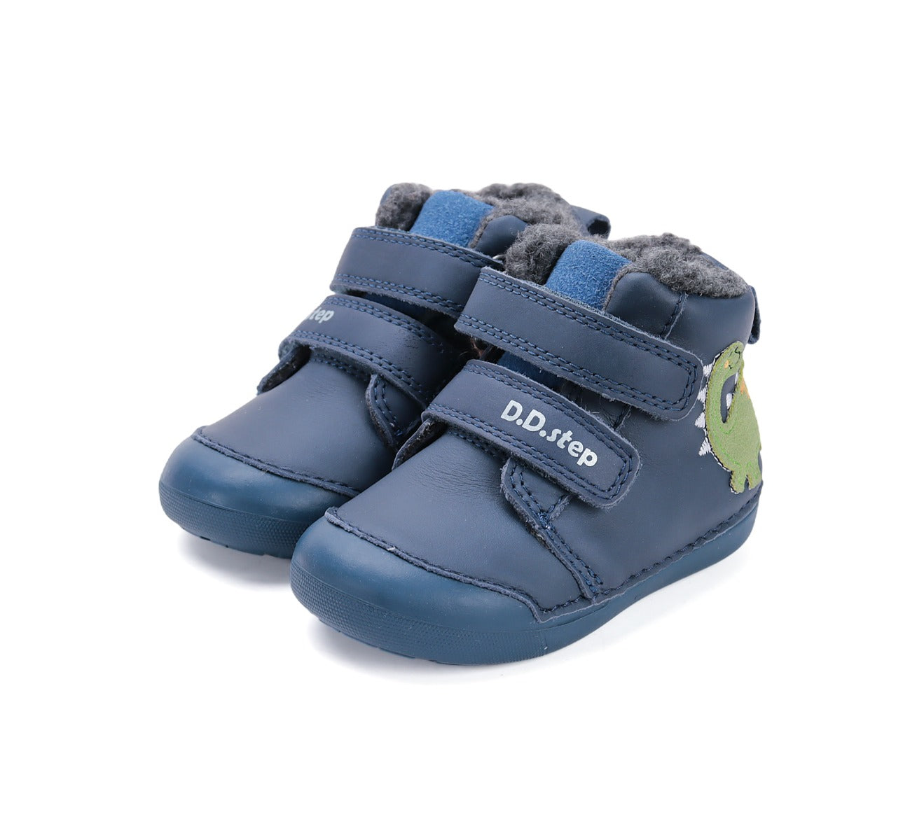 D.D.Step pantofi baieti imblaniti Primii Pasi 20-25 Bermuda Blue cu dino Imagine principală a produsului