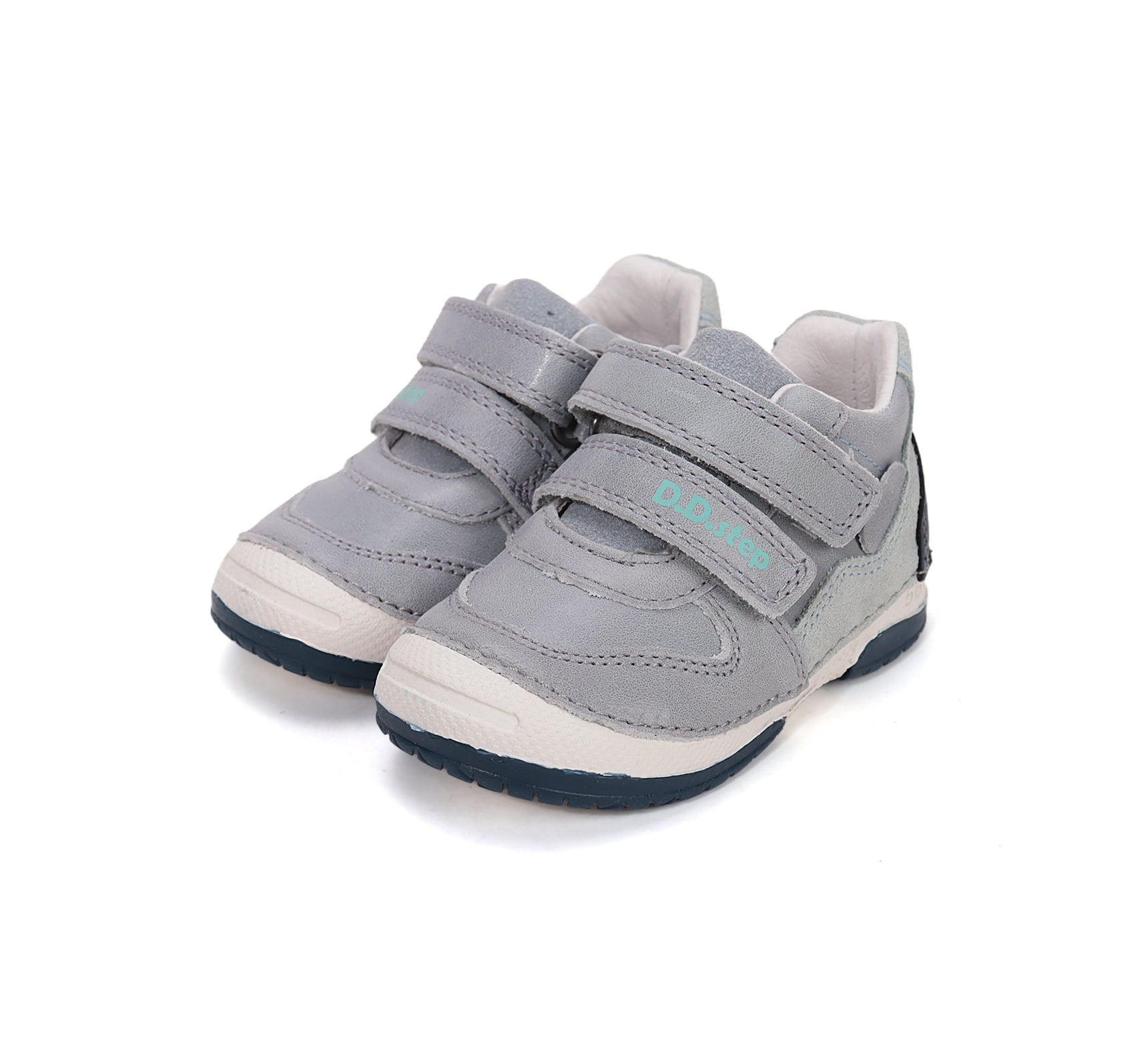D.D.Step pantofi baieti piele 19-24 Dove Grey cu insertii