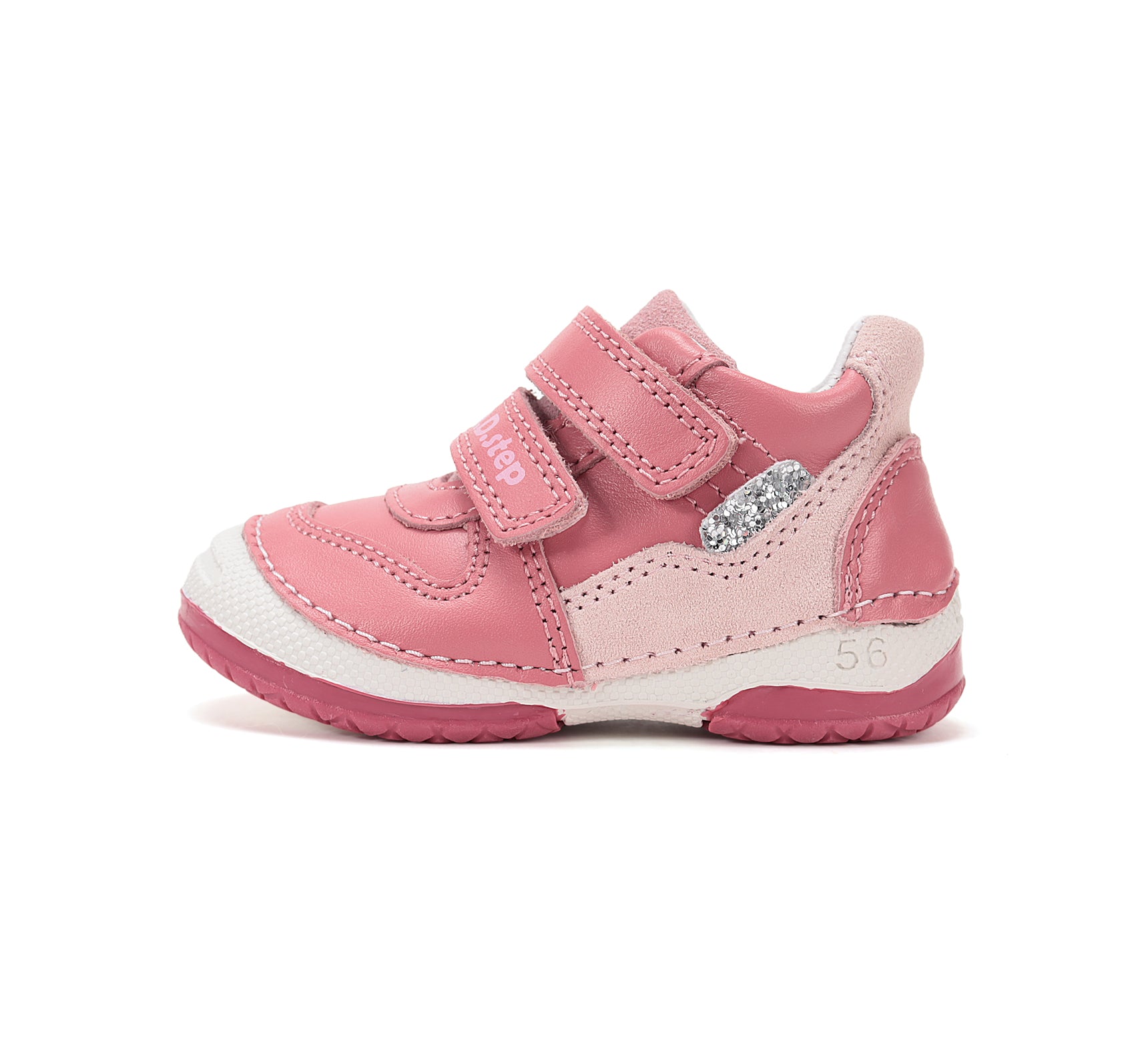 D.D.Step pantofi fete piele 19-24 Strawberry cu insertii