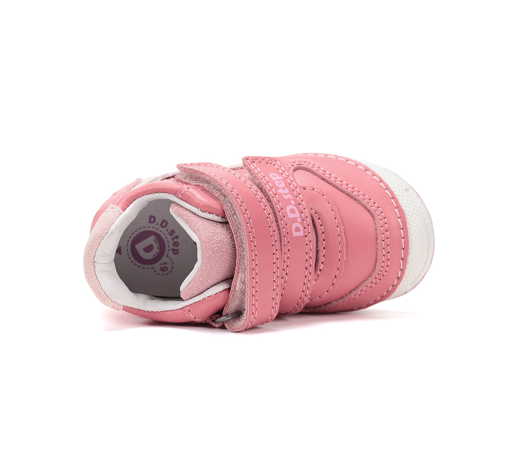 D.D.Step pantofi fete piele 19-24 Strawberry cu insertii