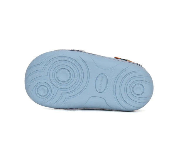 D.D.Step pantofi baieti Primii pasi 18-24 Sky Blue cu dino
