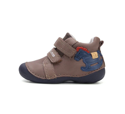 D.D.Step pantofi baieti Primii Pasi 19-24 Chocolate cu calut