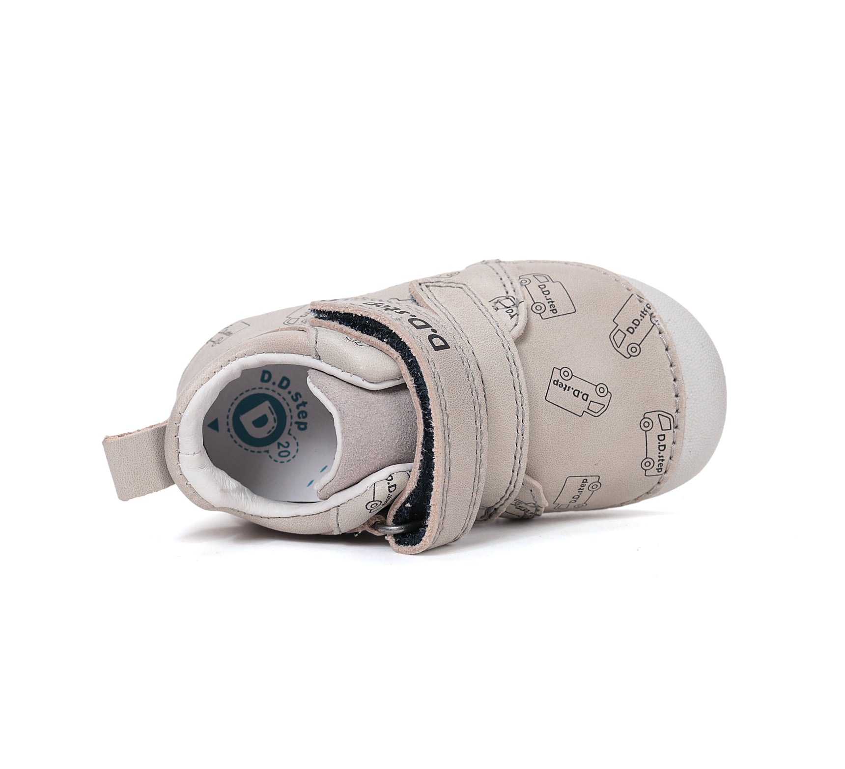 D.D.Step pantofi baieti Primii pasi 19-24 Dove Grey cu masini