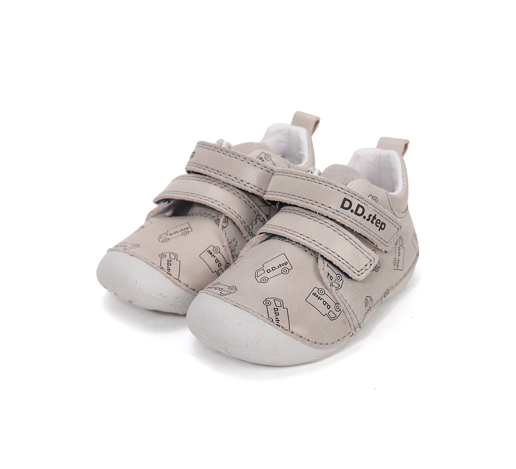 D.D.Step pantofi baieti Primii pasi 19-24 Dove Grey cu masini