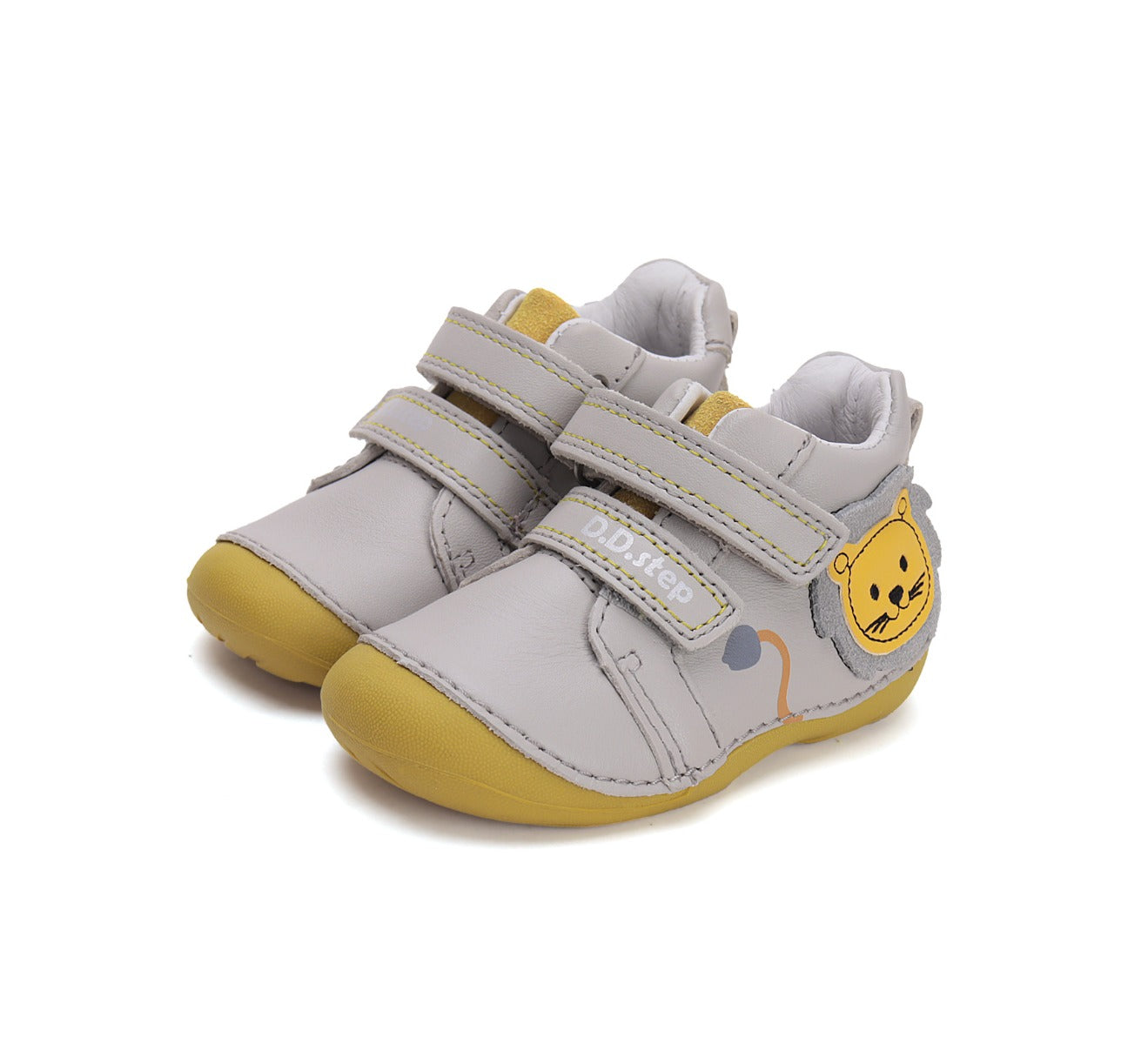 D.D.Step pantofi baieti Primii Pasi 19-24 Light Grey cu leu