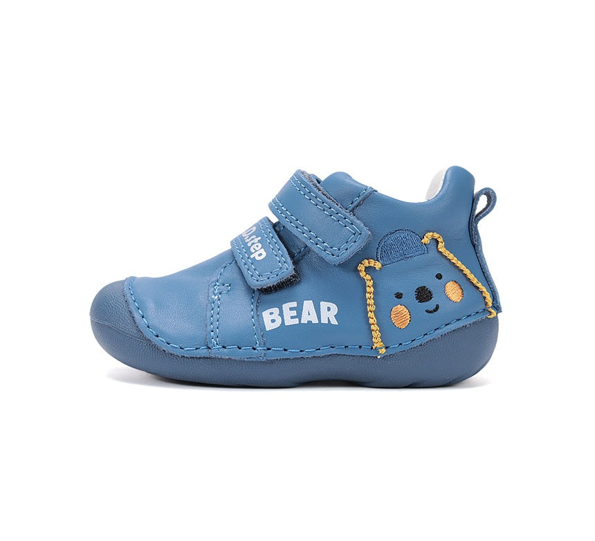 D.D.Step pantofi baieti Primii pasi 18-24 Royal Blue cu ursulet
