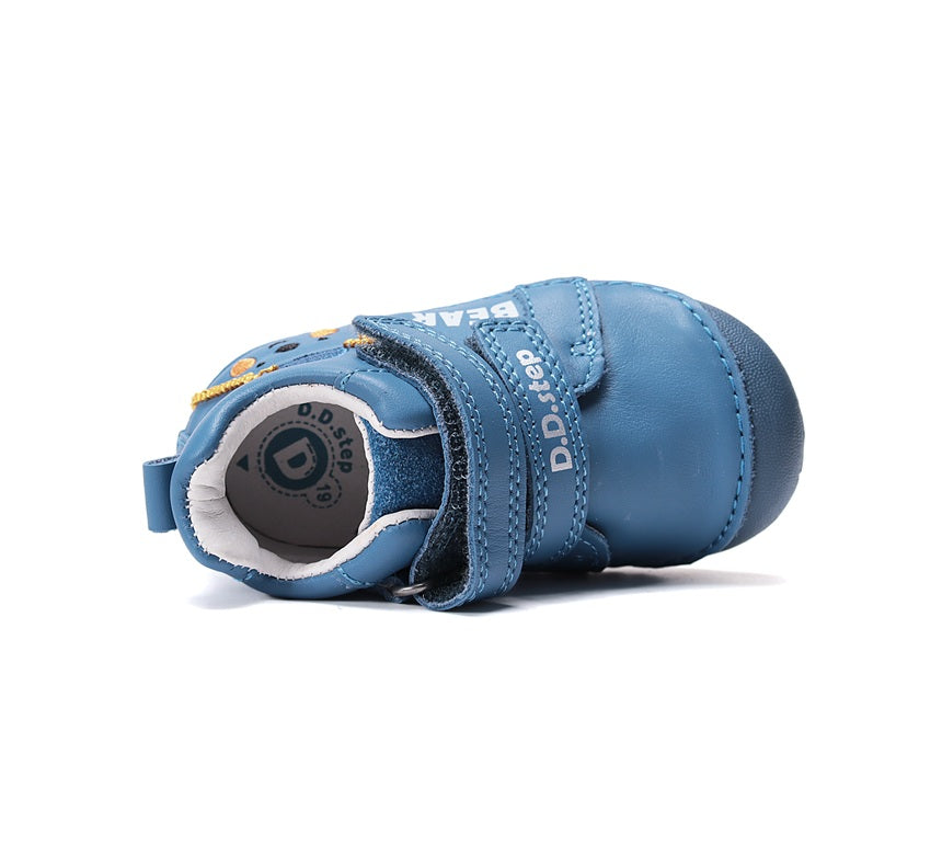 D.D.Step pantofi baieti Primii pasi 18-24 Royal Blue cu ursulet