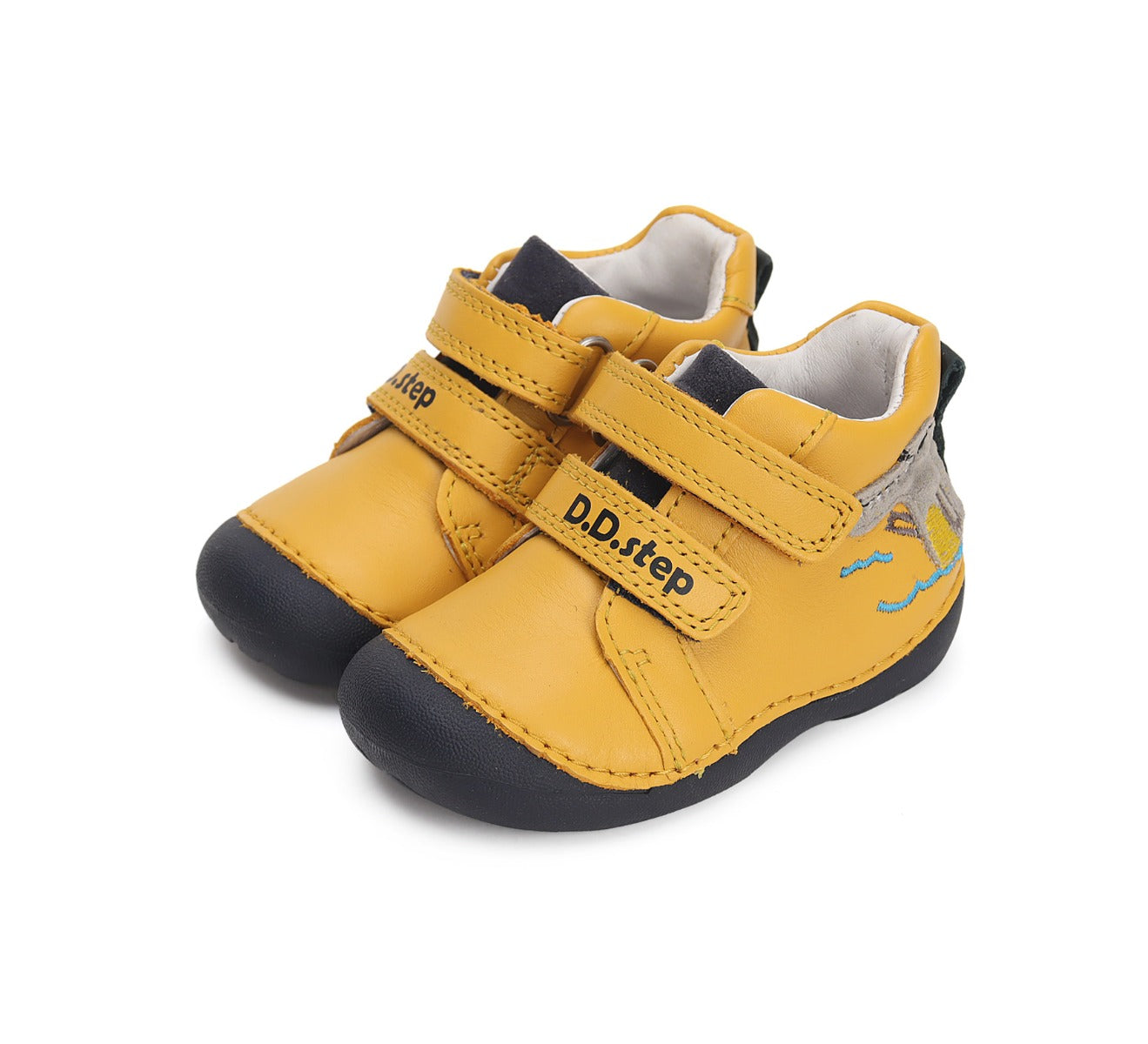 D.D.Step pantofi baieti Primii Pasi 19-24, Yellow cu crocodil Imagine principală a produsului