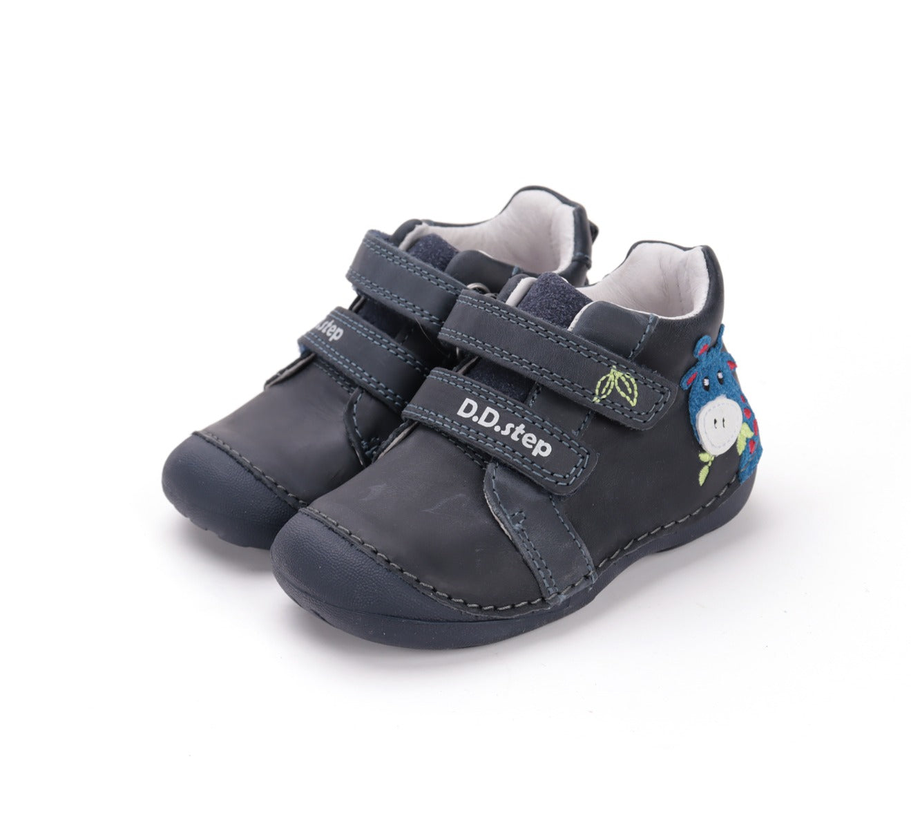 D.D.Step pantofi baieti Primii Pasi 20-24 Royal Blue cu girafa Imagine principală a produsului