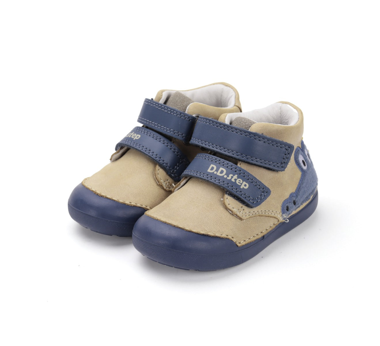 D.D.Step pantofi baieti Primii Pasi 20-25 Cream cu crocodil Imagine principală a produsului