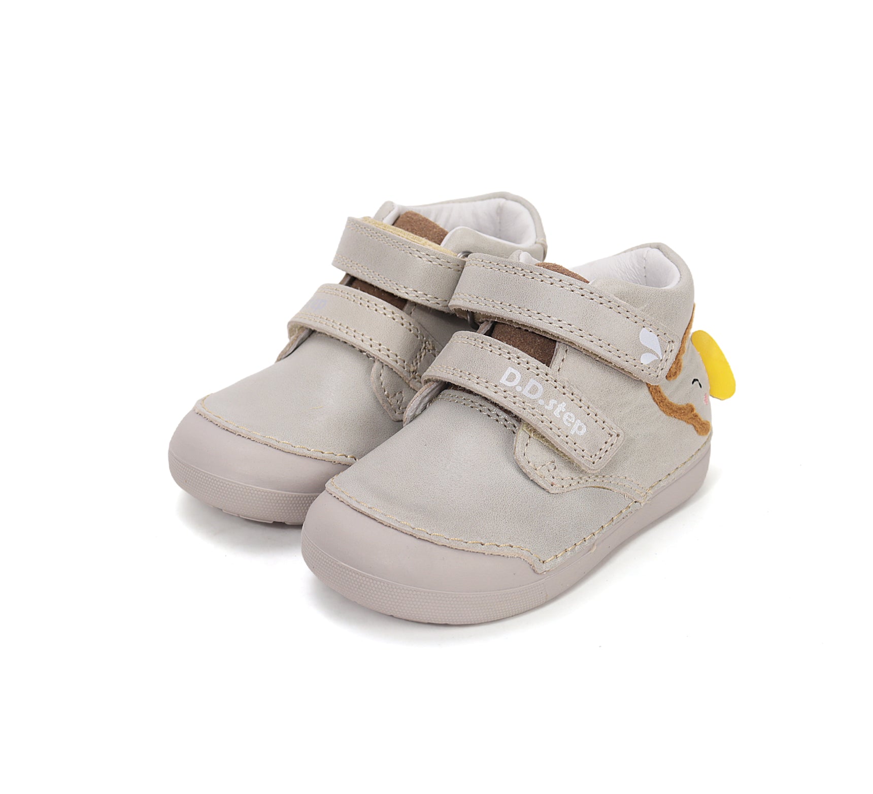 D.D.Step pantofi baieti Primii pasi 20-25 Cream cu elefant Imagine principală a produsului
