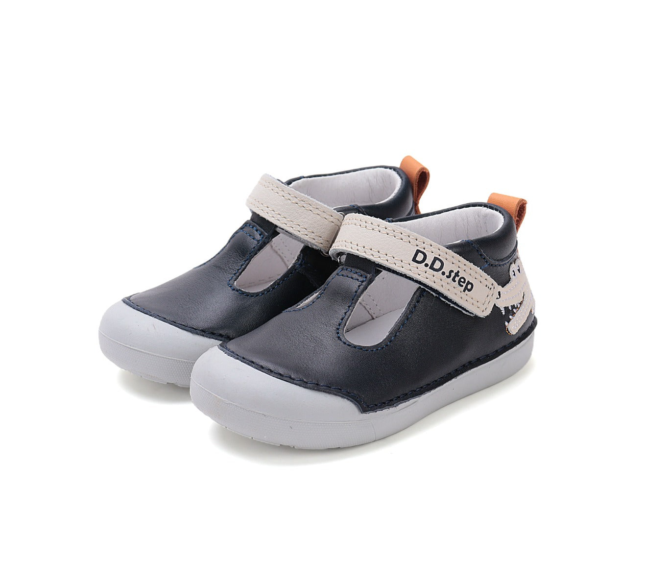 D.D.Step pantofi baieti Primii pasi decupati 20-25 Roya Blue cu crocodil Imagine principală a produsului