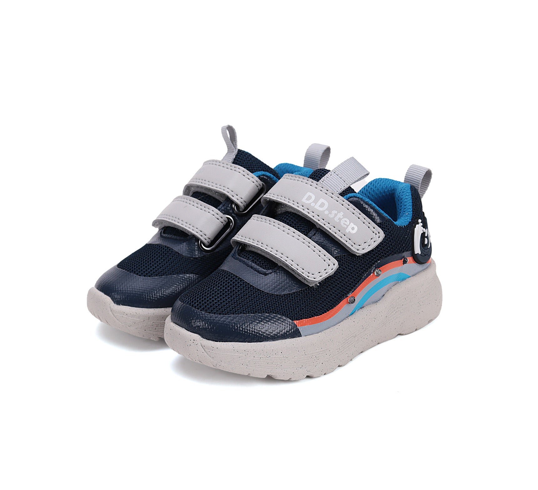 D.D.Step pantofi baieti sport cu LED 22-27 Royal Blue cu valuri