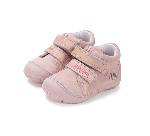 D.D.Step  pantofi fete 20-25 Metallic pink cu labuta tigru