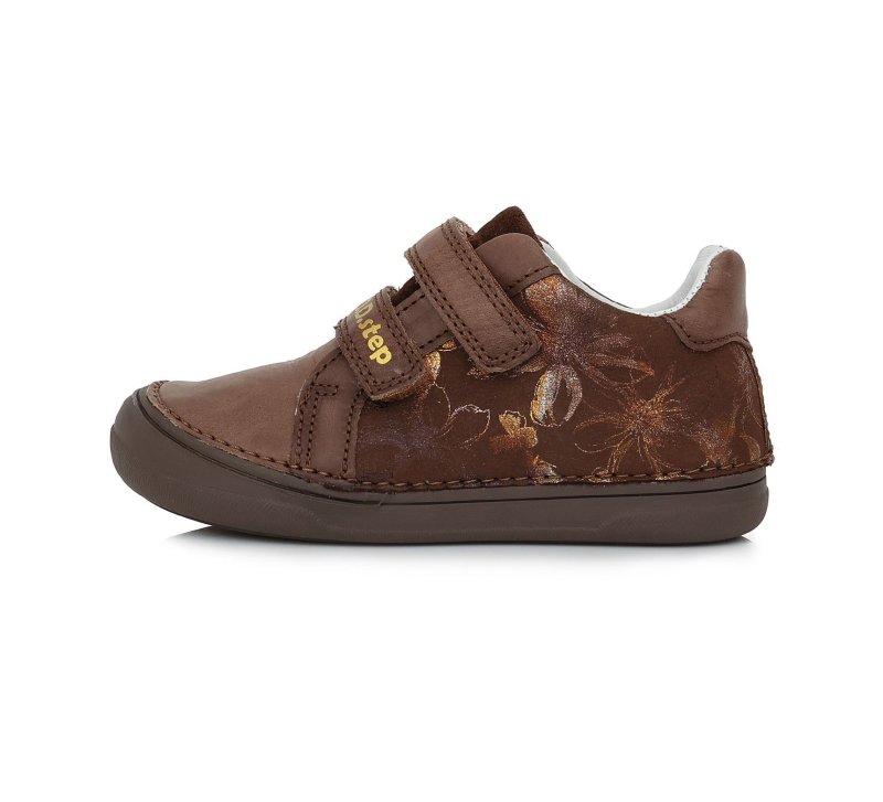 D.D.Step pantofi fete 32-37, Chocolate cu flori maronii Imagine principală a produsului