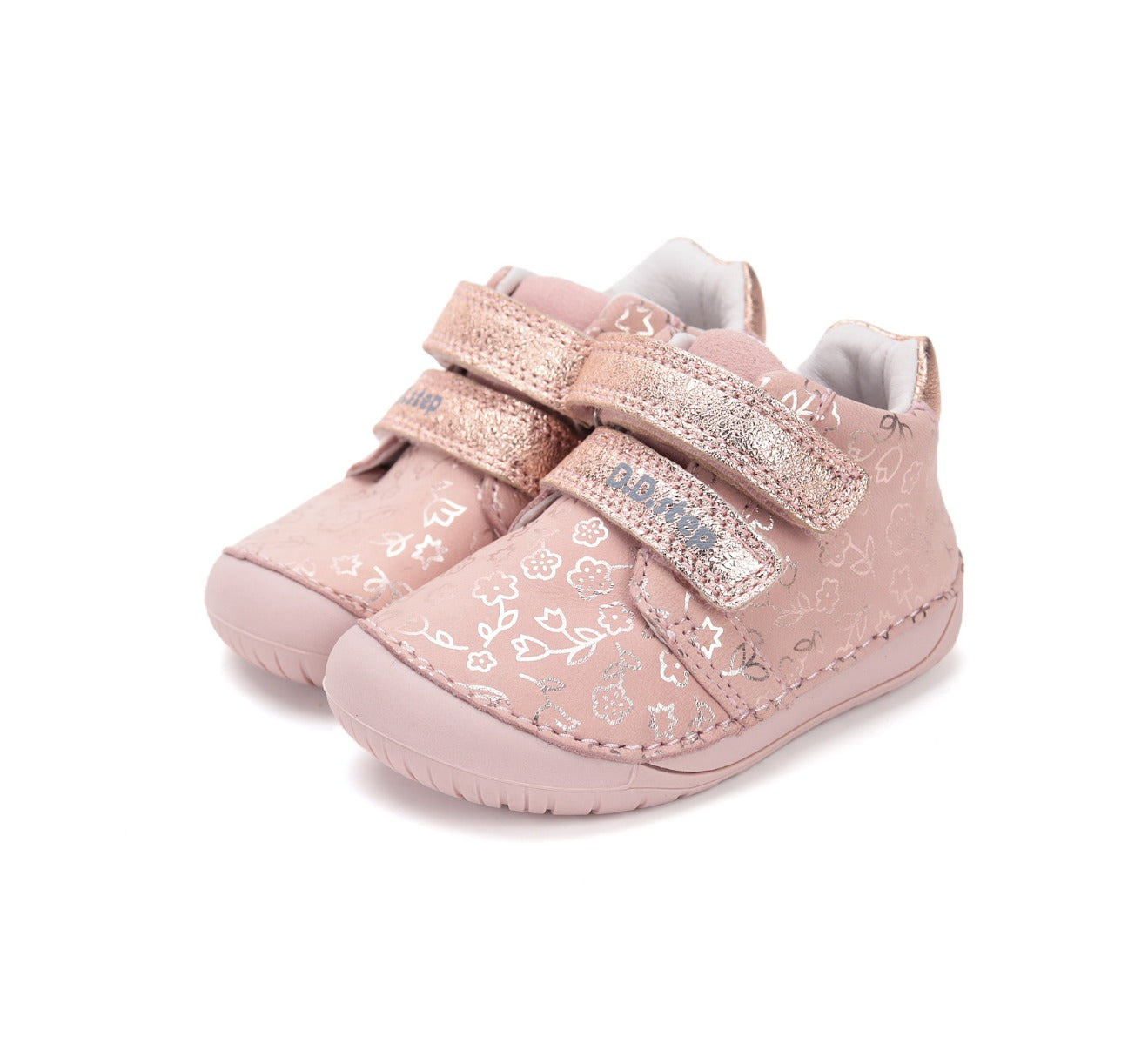 D.D.Step pantofi fete Barefoot 20-25, Baby Pink cu floricele Imagine principală a produsului