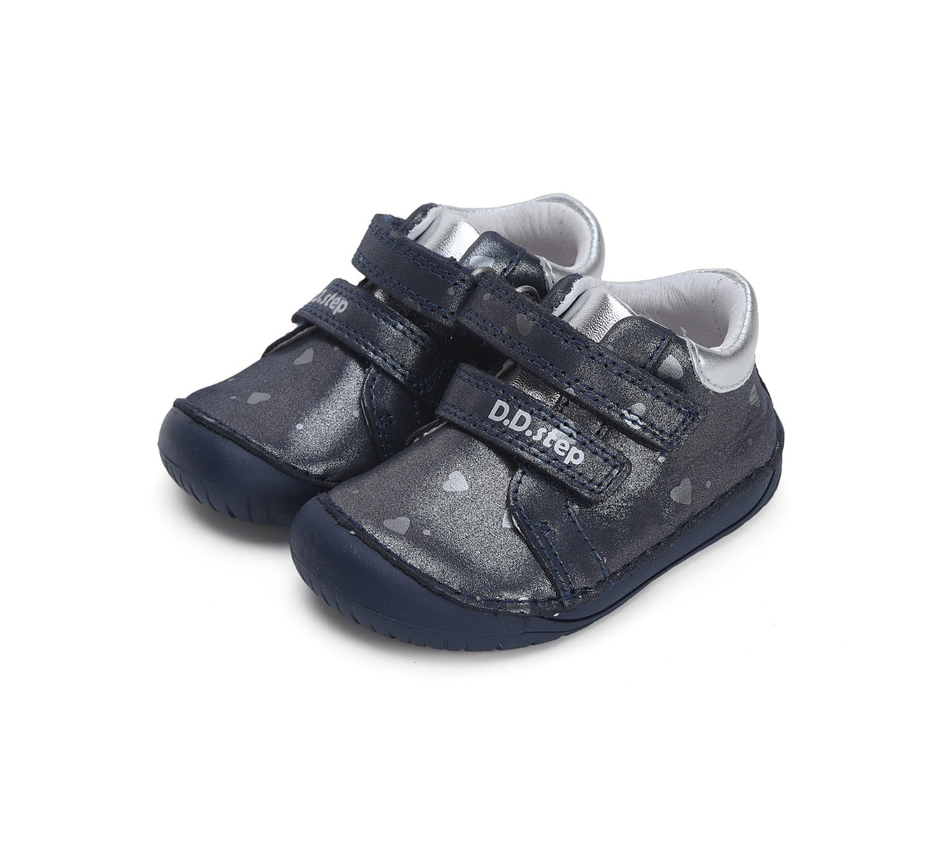 D.D.Step pantofi fete Barefoot 20-25, Royal Blue cu inimioare Imagine principală a produsului