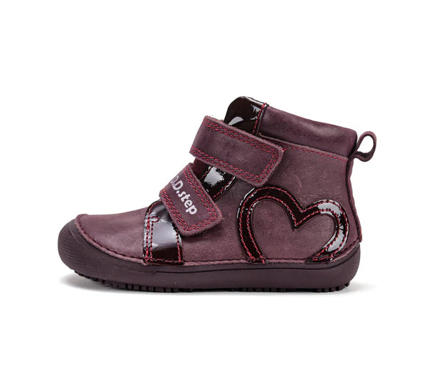 D.D.Step pantofi fete Barefoot 25-30 Raspberry cu inimioara