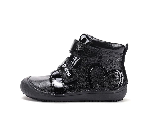 D.D.Step pantofi fete Barefoot 31-36 Black cu inimioara