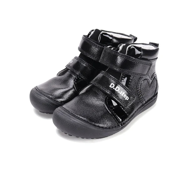 D.D.Step pantofi fete Barefoot 25-30 Black cu inimioara Imagine principală a produsului