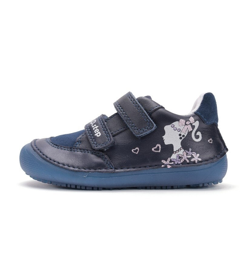 D.D.Step pantofi fete Barefoot cu talpa fluorescenta 25-30 Royal Blue cu fetita