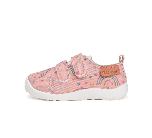 D.D.Step pantofi fete Barefoot de interior 20-25 Pink cu curcubeu