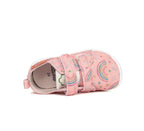 D.D.Step pantofi fete Barefoot de interior 26-31 Pink cu curcubeu