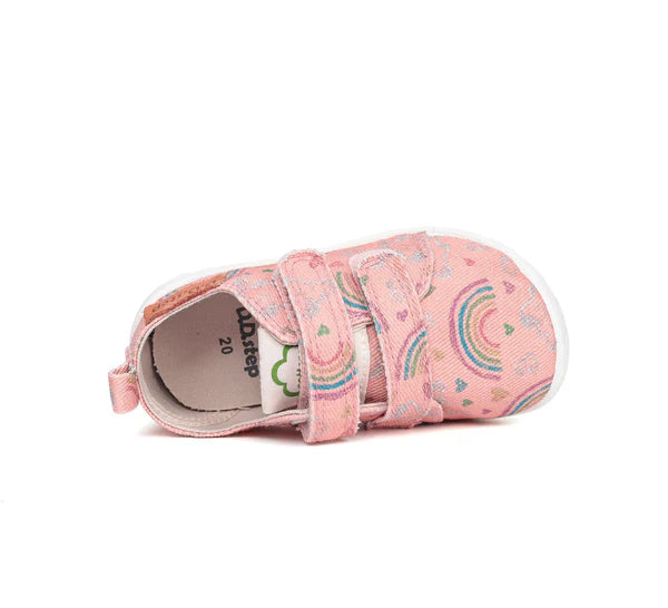 D.D.Step pantofi fete Barefoot de interior 26-31 Pink cu curcubeu