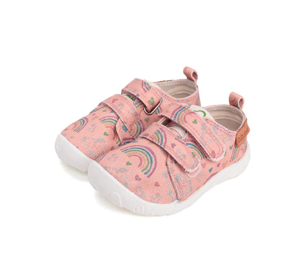 D.D.Step pantofi fete Barefoot de interior 20-25 Pink cu curcubeu Imagine principală a produsului