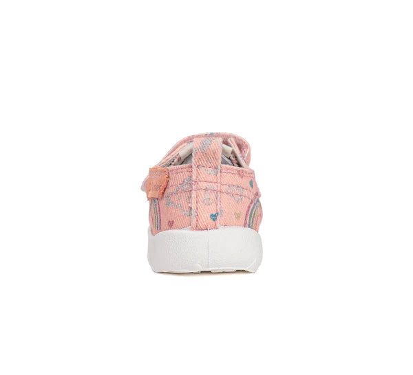 D.D.Step pantofi fete Barefoot de interior 26-31 Pink cu curcubeu