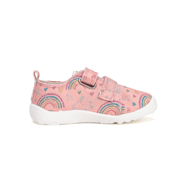 D.D.Step pantofi fete Barefoot de interior 20-25 Pink cu curcubeu