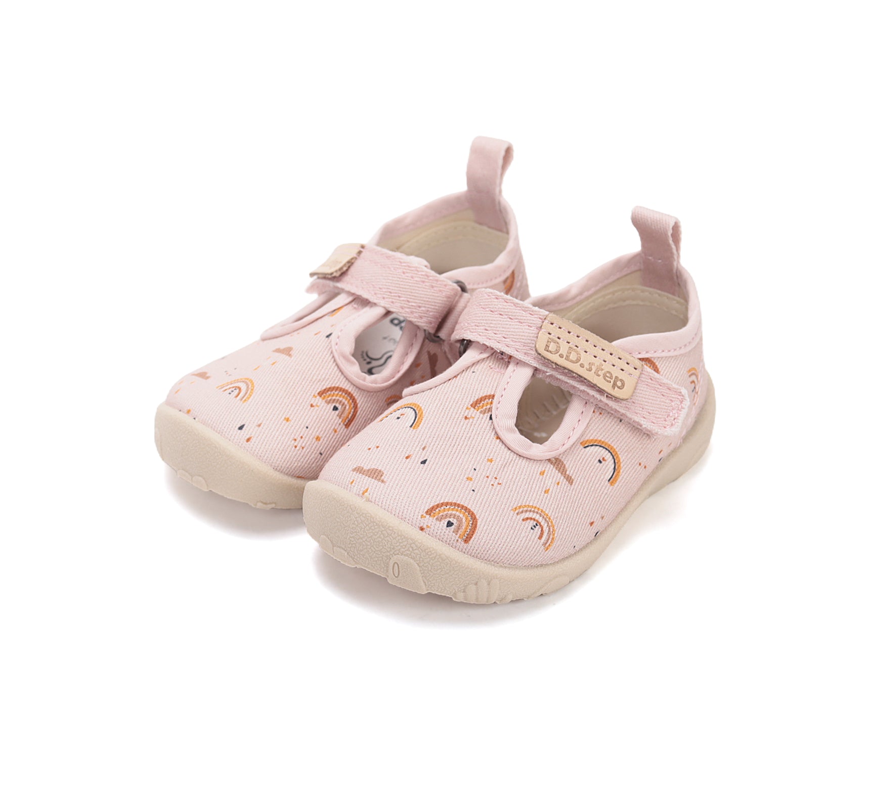D.D.Step pantofi fete decupati Barefoot de interior din panza 20-31 Baby Pink curcubeu