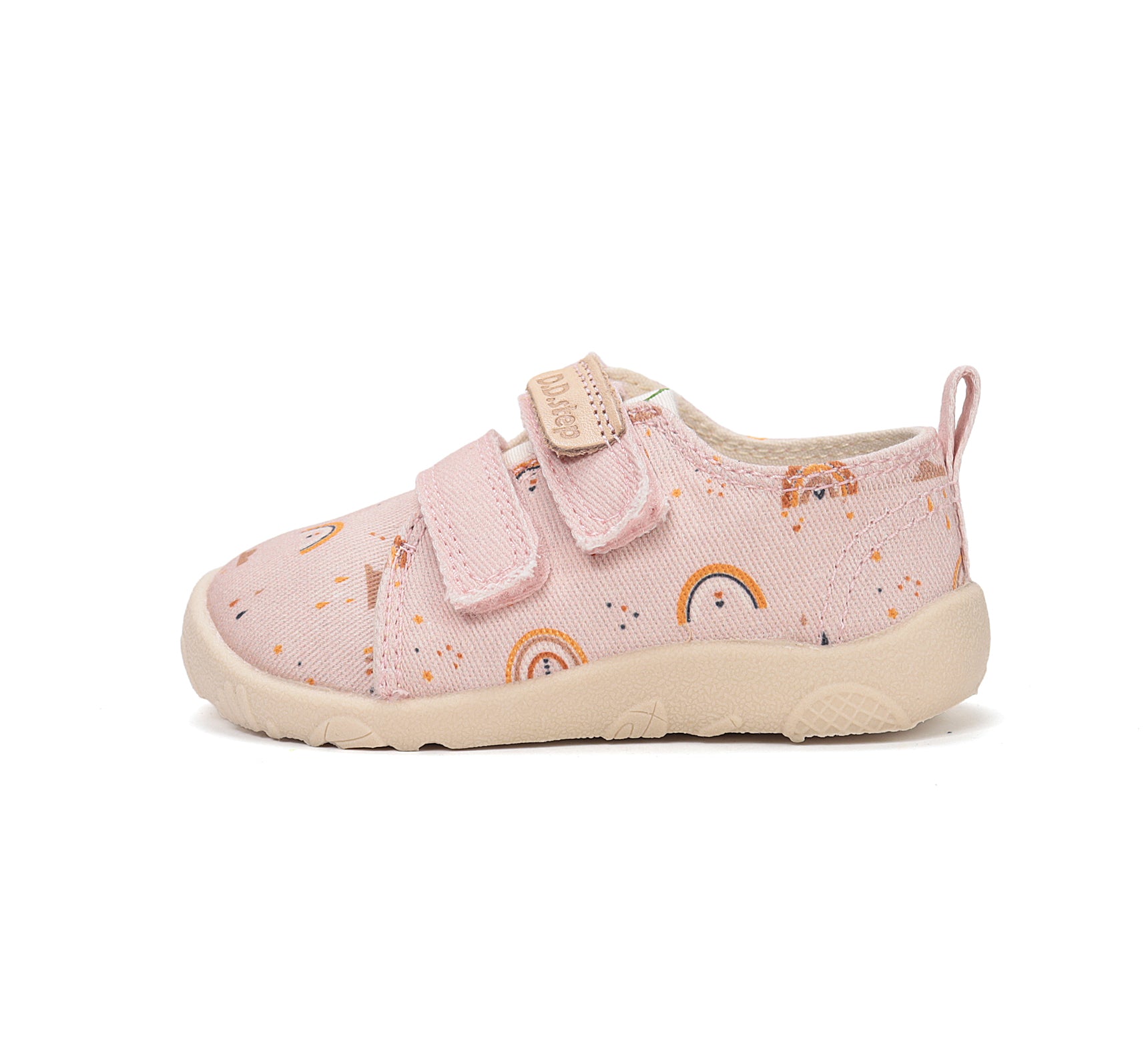 D.D.Step pantofi fete Barefoot de interior din panza 20-31 Baby Pink curcubeu