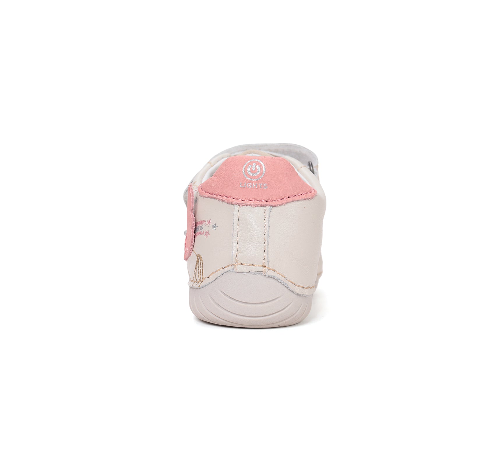 D.D.Step pantofi fete cu LED 25-30 Cream cu unicorn