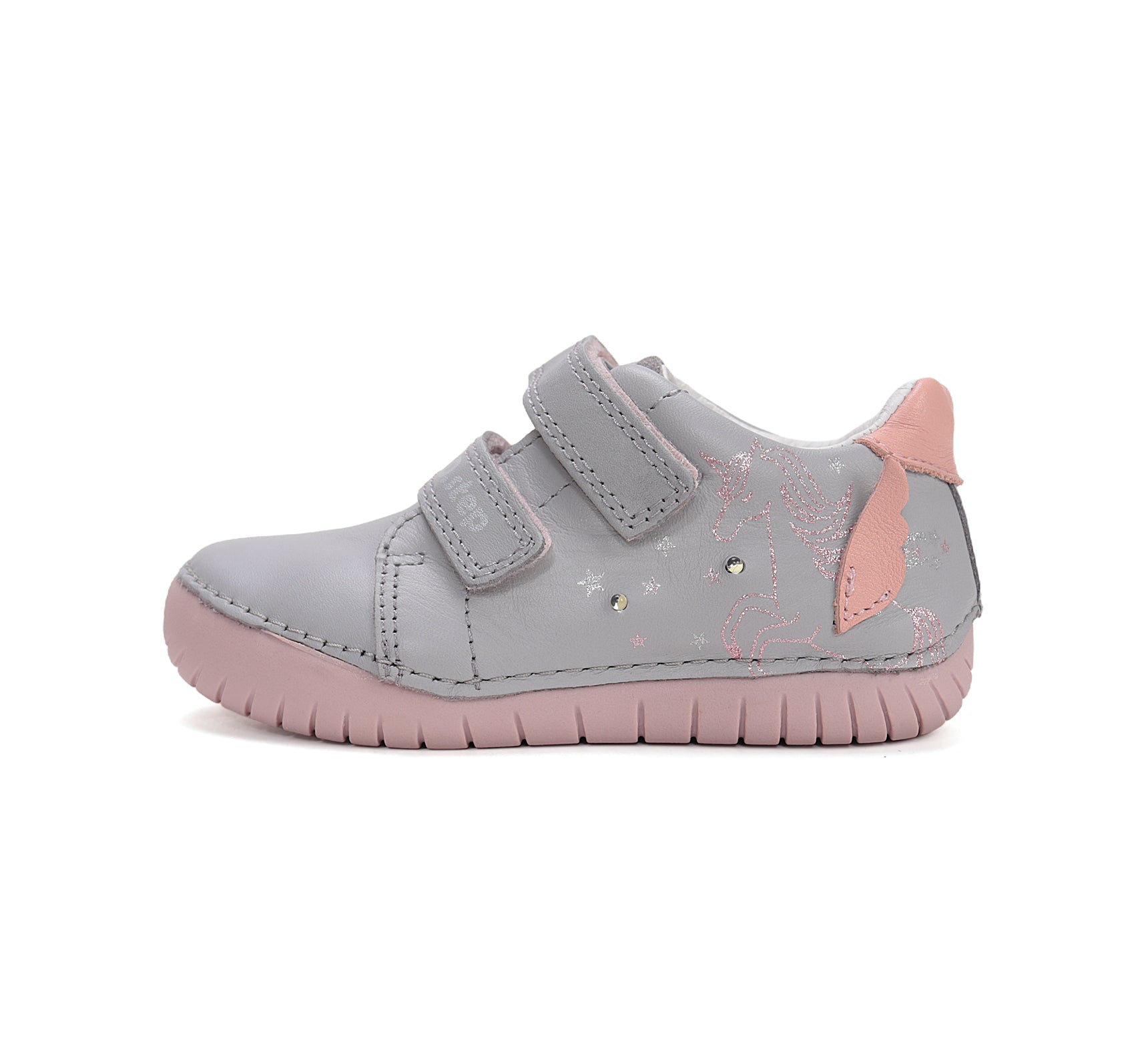 D.D.Step pantofi fete cu LED 25-30 Dove grey cu unicorn