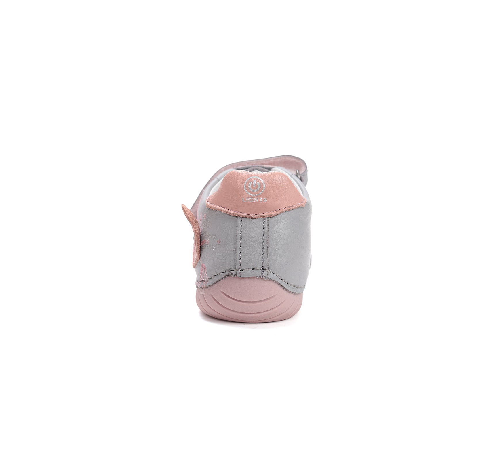 D.D.Step pantofi fete cu LED 25-30 Dove grey cu unicorn