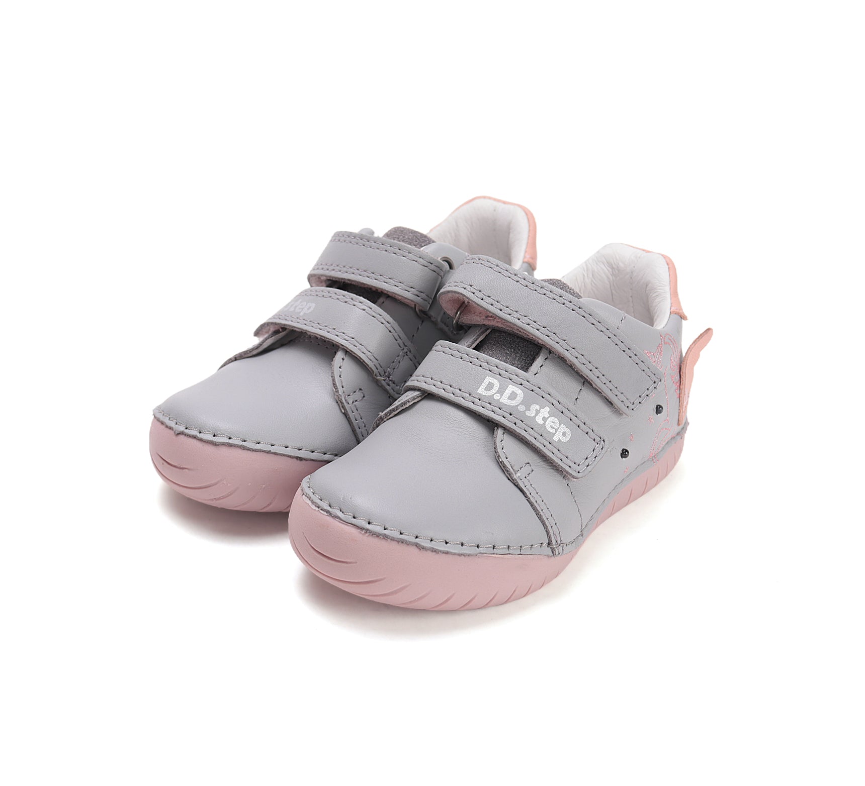 D.D.Step pantofi fete cu LED 25-30 Dove grey cu unicorn