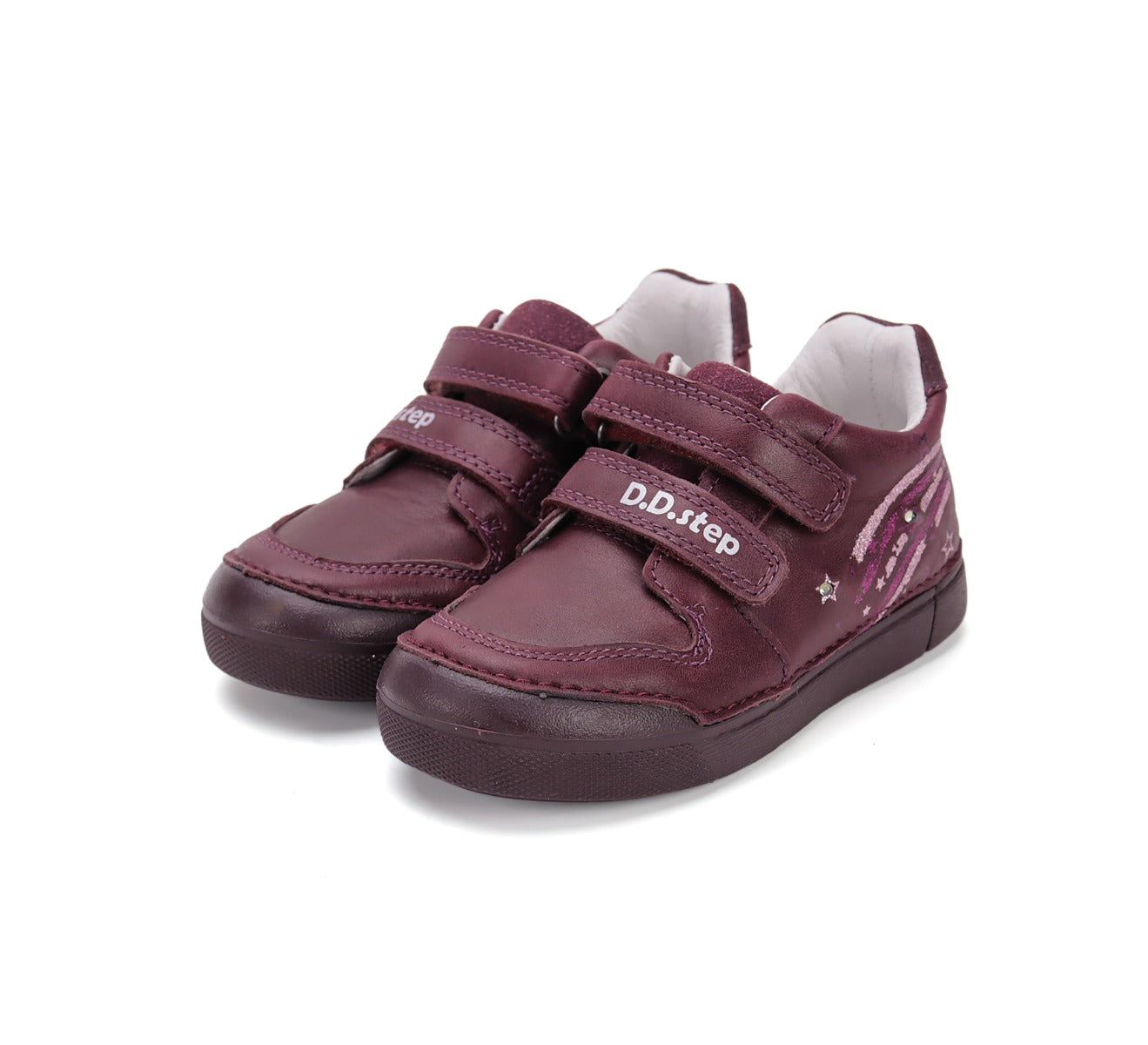 D.D.Step pantofi fete cu LED 25-30 Raspberry cu stelute Imagine principală a produsului