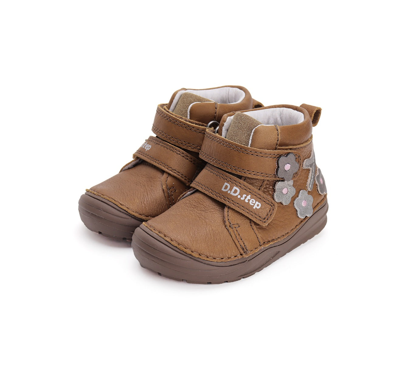 D.D.Step pantofi fete cu scai 20-25 Chocolate cu floricele 