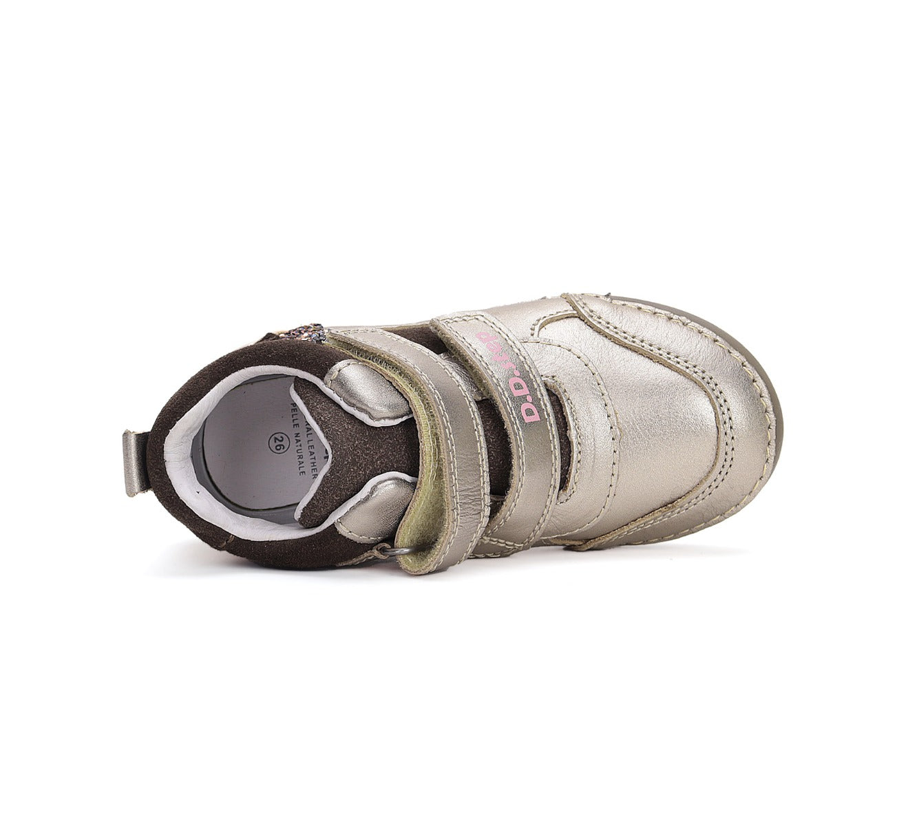 D.D.Step pantofi fete cu scai 25-30 Champagne cu floare